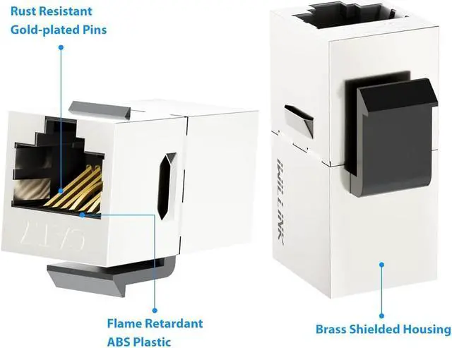 Alt view image 7 of 7 - 10Gbps CAT7 Coupler RJ45 Keystone Shielded Coupler 10-Pack, Ethernet Coupler, Female to Female Keystone Jack,STP Keystone Insert for Cat7/Cat6a/Cat6/Cat5e Cable