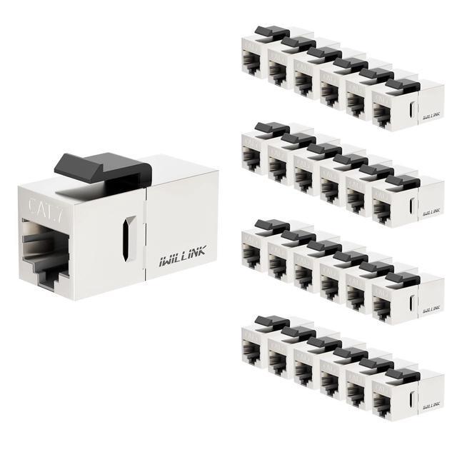 10-Pack CAT7 Shielded RJ45 Keystone Couplers - 10Gbps Ethernet Female To Female Connectors