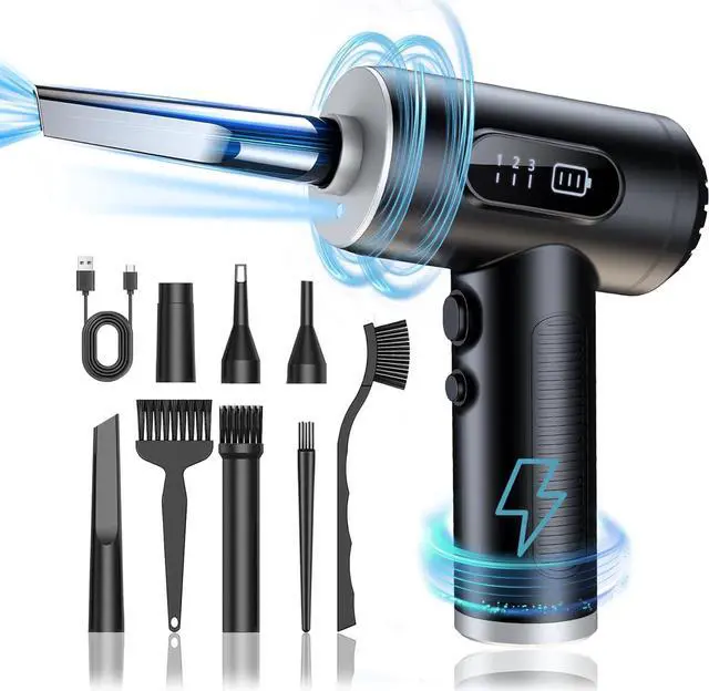 Main image of Electric Compressed Air Duster, 3-Gear Dust Blower for Computers Cordless PC Dusters Keyboard Electronics Cleaning Kit - 50000RPM 6000mAh Rechargeable with LED Light Display