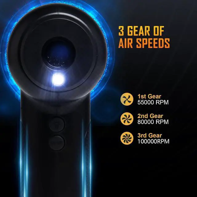Alt view image 4 of 7 - Compressed air Duster - 2 in 1 100000RPM Electric Air Blower, 7600mAh Battery Cordless Dust Blower for Keyboard Cleaner- car Duster - PC Duster Electric air Duster,Rechargeable AIC Can for Office Comp
