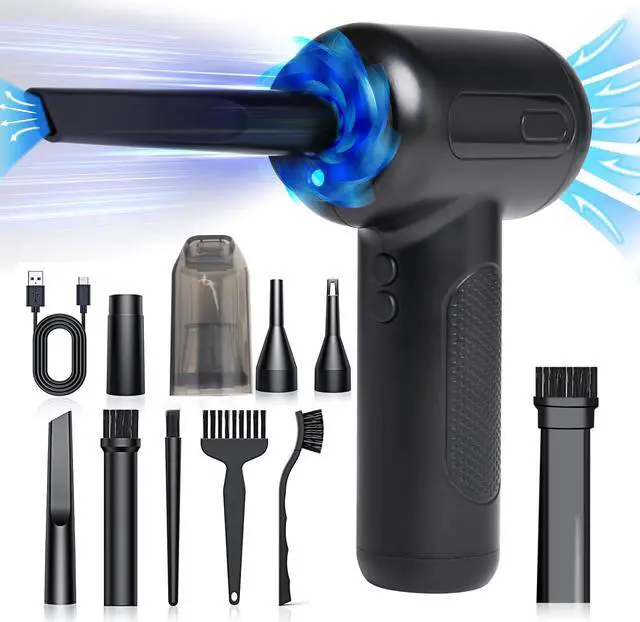 Main image of Compressed air Duster - 2 in 1 100000RPM Electric Air Blower, 7600mAh Battery Cordless Dust Blower for Keyboard Cleaner- car Duster - PC Duster Electric air Duster,Rechargeable AIC Can for Office Comp