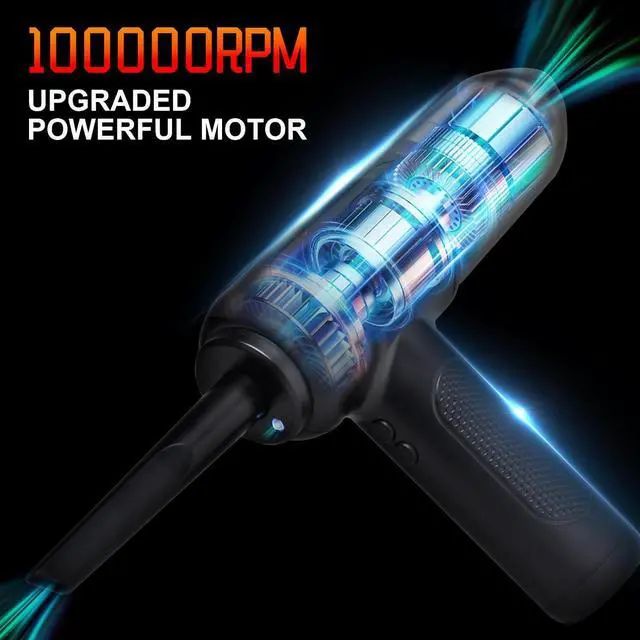 Alt view image 2 of 7 - Compressed air Duster - 2 in 1 100000RPM Electric Air Blower, 7600mAh Battery Cordless Dust Blower for Keyboard Cleaner- car Duster - PC Duster Electric air Duster,Rechargeable AIC Can for Office Comp