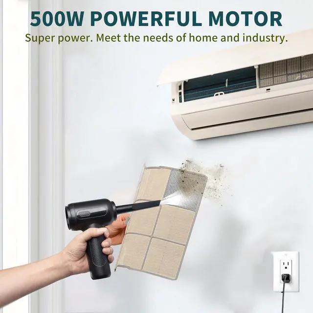 Alt view image 5 of 7 - Compressed air Duster - 2 in 1 100000RPM Electric Air Blower, 7600mAh Battery Cordless Dust Blower for Keyboard Cleaner- car Duster - PC Duster Electric air Duster,Rechargeable AIC Can for Office Comp