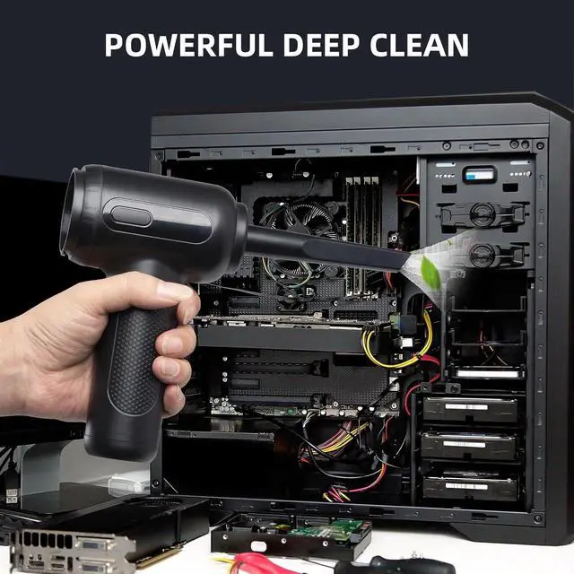 Alt view image 3 of 7 - Compressed air Duster - 2 in 1 100000RPM Electric Air Blower, 7600mAh Battery Cordless Dust Blower for Keyboard Cleaner- car Duster - PC Duster Electric air Duster,Rechargeable AIC Can for Office Comp