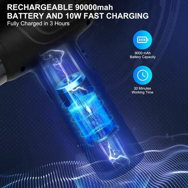 Alt view image 7 of 7 - Compressed Air Duster, Electric Air Duster & Vacuum Cleaner 2 in 1, 12500 RPM 9000mAh Canned Air Rechargeable Cordless Air Duster Can for Computer Keyboard Electronics Car Cleaning