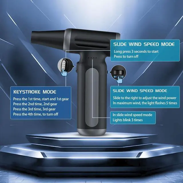 Alt view image 3 of 7 - Compressed-Air-Duster-Blower-Fan-pc Duster Electric 300000RPM- Replace Compressed air can-Keyboard Clean-car Cleaning Kits-Turbo Fan-Car Dryer air Blower-Jet Fan-No air Canned dusters for Cleaning