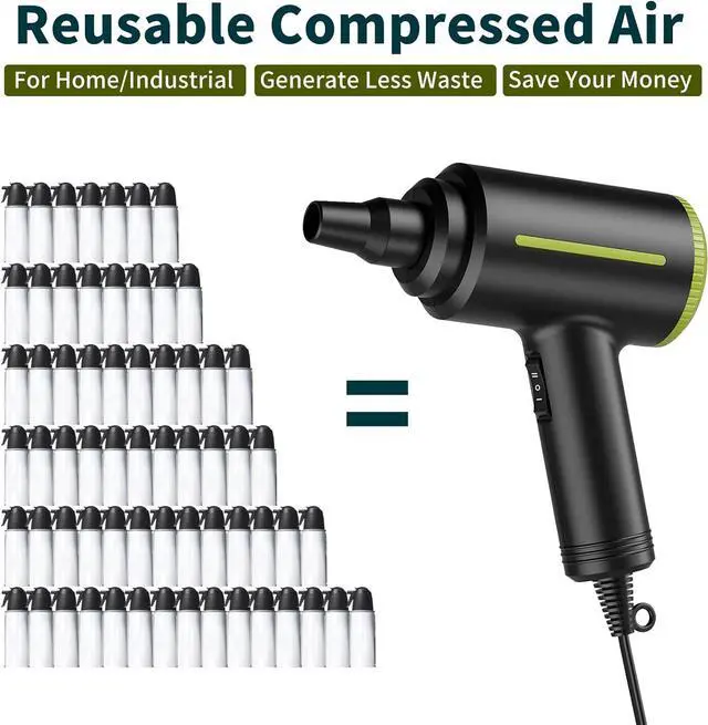 Alt view image 6 of 7 - Compressed Air Duster, Electric Air Duster, Handheld Air Blower, 500W 40000RPM Powerful Air Duster, Cored Air Duster for Computer Keyboard Electronics Cleaning