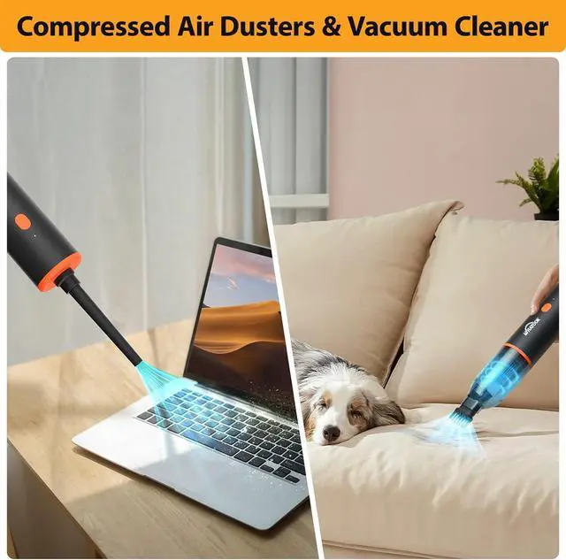 Alt view image 2 of 7 - Car Vacuum Cleaner Cordless: 3 in 1 Powerful Handheld Vacuum & Air Duster, 12000PA Lightweight Mini Portable Rechargeable Hand Held Hoover Suitable for Cleaning Office Cars Homes Pets Hair
