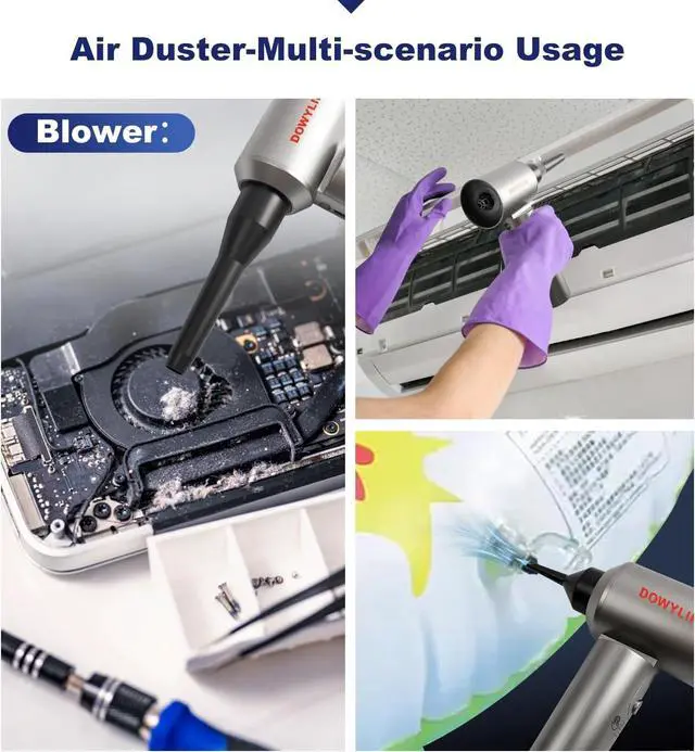 Alt view image 7 of 7 - 2 in 1 Air Duster & Vacuum, 200000RPM Compressed Air Duster with LED, Brushless Motor Air Blower, 15000PA Car Vacuum Cleaner Cordless Foldable for Airify Pro Home, Carpet, Canned Air