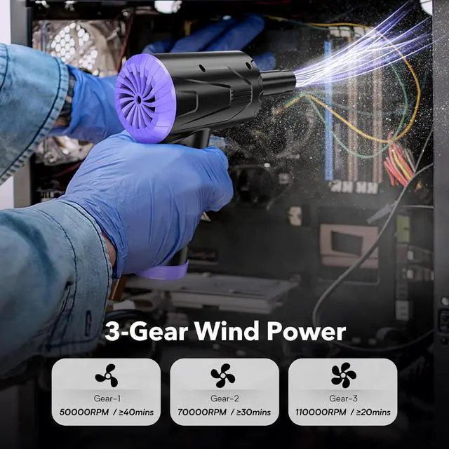 Alt view image 4 of 6 - Compressed Air Duster Keyboard Cleaner-Cordless Electric Air Duster for Computer PC 110000RPM Canned Air Blower Spray Can Car Duster Cleaning