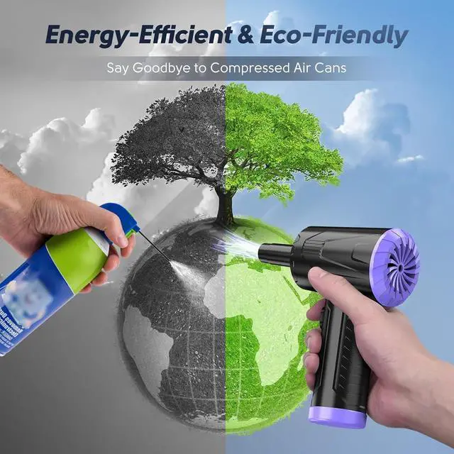 Alt view image 5 of 6 - Compressed Air Duster Keyboard Cleaner-Cordless Electric Air Duster for Computer PC 110000RPM Canned Air Blower Spray Can Car Duster Cleaning