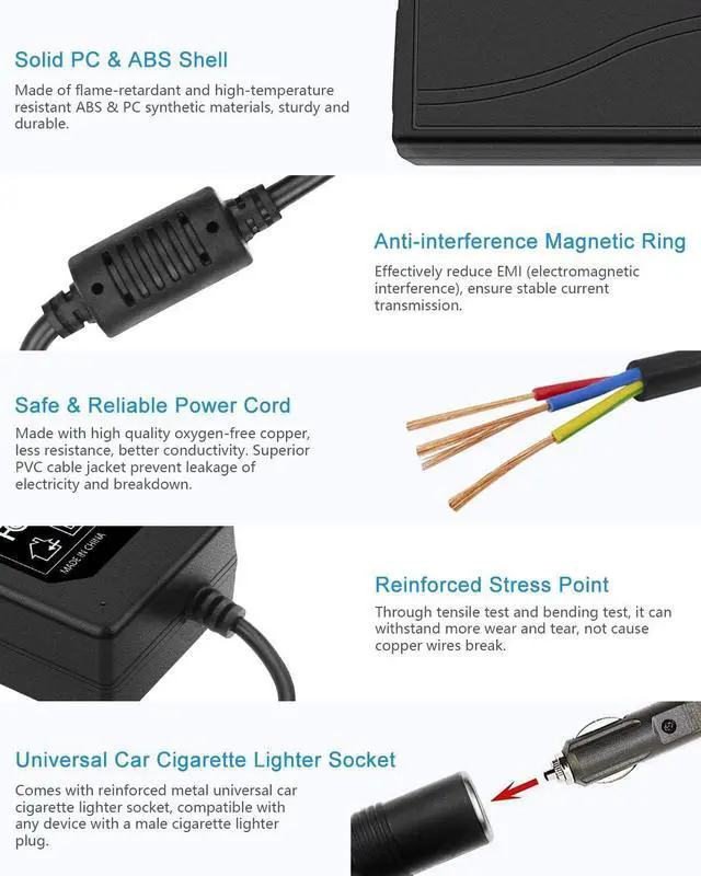 Alt view image 5 of 7 - AC to DC Converter 12V 5A 60W 100-240V to 12V Car Cigarette Lighter Socket AC/DC Power Adapter Power Supply for Car Vacuum Cleaner Car Fan Car MP3 Other Car Devices Under 60W