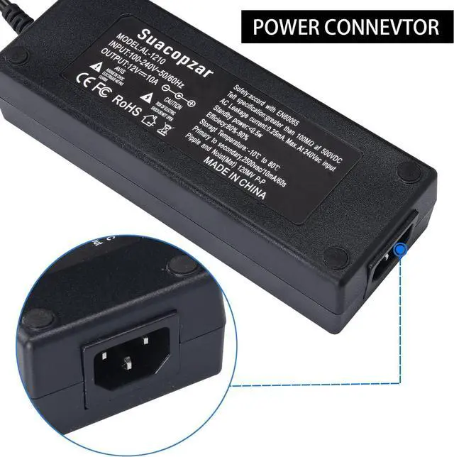 Alt view image 4 of 7 - 12V 10A Car Power Adapter Female Auto Cigarette Lighter Plug, AC 100-240V to DC 12V 10A 120W Power Supply Adapter AC to DC Converter Transformer for Car Powered Device