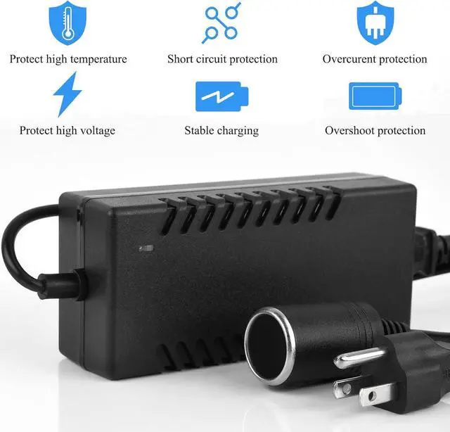 Alt view image 4 of 7 - 12V 8A Car Power Adapter, Car Cigarette Lighter Socket Power Adapter, AC 110-220V to DC 96W Switching Converter for Air Compressor Car Refrigerator Vacuum and Other Car Devices
