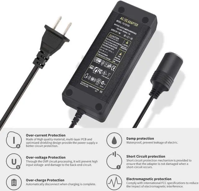 Alt view image 5 of 7 - AC to DC Converter 10A 120W, 110V 240V to 12V Car Cigarette Lighter Socket AC DC Power Supply Charging Adapter