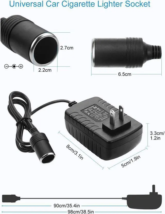 Alt view image 3 of 7 - AC to DC Converter 12V 2A 24W Power Supply 110V to 12V Converter AC/DC Adapter with Car Cigarette Lighter Socket 100~240V AC In for Car Shaver MP3/MP4 player Car Dash Cam Bluetooth Transmitter
