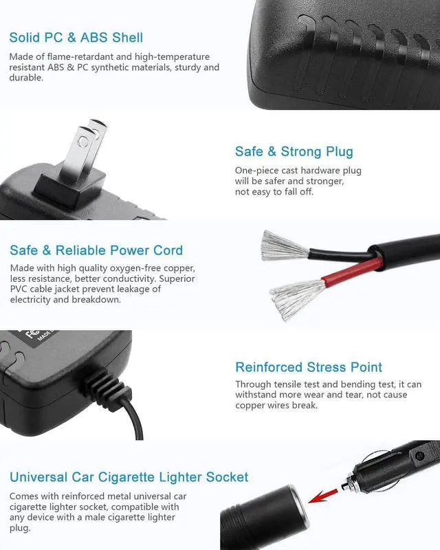 Alt view image 5 of 7 - AC to DC Converter 12V 2A 24W Power Supply 110V to 12V Converter AC/DC Adapter with Car Cigarette Lighter Socket 100~240V AC In for Car Shaver MP3/MP4 player Car Dash Cam Bluetooth Transmitter