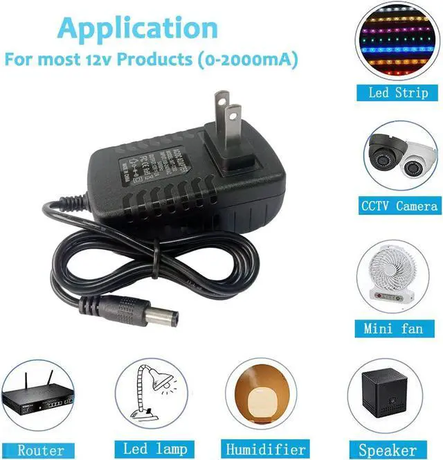 Alt view image 5 of 7 - DC 12Volt 2A Power Supply Adapter 24W AC DC Wall Adapter 100-240V AC to DC 12V 2A 1.5A Power Adapter Converter with 5.5mm x 2.5mm Compatible with 5.5x2.1mm Tip 12V ac/dc Transformer Adapter