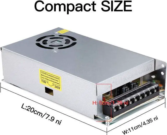 Alt view image 4 of 7 - Power Supply Adapter DC 12V 20A 250W Transformer Switch AC 110V / 220V to DC 12V 20amp Switching Converter LED Driver for LED Strip Light CCTV Camera Security System Radio,Computer Project,3D Printer