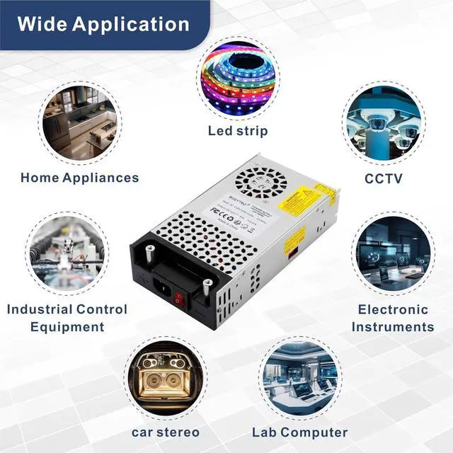 Alt view image 7 of 7 - AC to DC Converter, 12V DC Power Supply 600W Max 50A SMPS 110v to 12v converter Switching Power Supply Transformer for Car Radio/Stereos, RV, 3D Printer, Led Strip, Motor Pump, CCTV