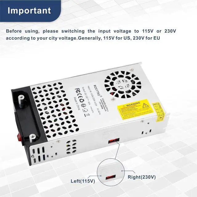 Alt view image 6 of 7 - AC to DC Converter, 12V DC Power Supply 600W Max 50A SMPS 110v to 12v converter Switching Power Supply Transformer for Car Radio/Stereos, RV, 3D Printer, Led Strip, Motor Pump, CCTV