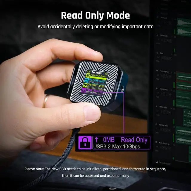 Alt view image 6 of 7 - M.2 2230 NVMe SSD Enclosure, Support 3s PLP Prevents Write Data Loss, 10Gbps USB C 3.2 Gen2, fits NVMe PCIe, with 1/4" Screw Hole for Fixed use, Support M-Key B+M Key UASP