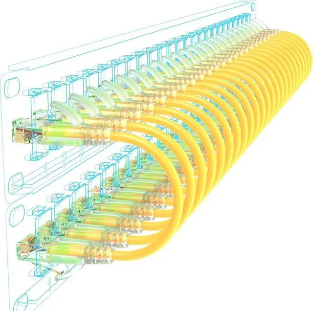 Main image of Cat6a Patch Cables Slim 2ft (24 Pack), Flexible Cat6 Ethernet Patch Cable 10G 550MHZ, 28AWG Pure Copper Cat6 Patch Cable for Network Cabinet, Cat 6 Patch Cable Yellow