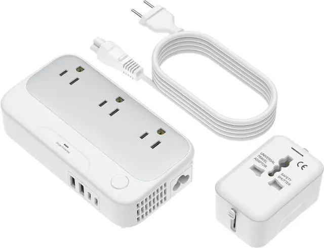 Main image of Universal Voltage Converter us to Europe, 220v to 110v Power Travel Converter Combo, 250W Step Down European Adapter 220 to 110 for UK Italy, Transformer European Travel Plug for Curly Hair Stick