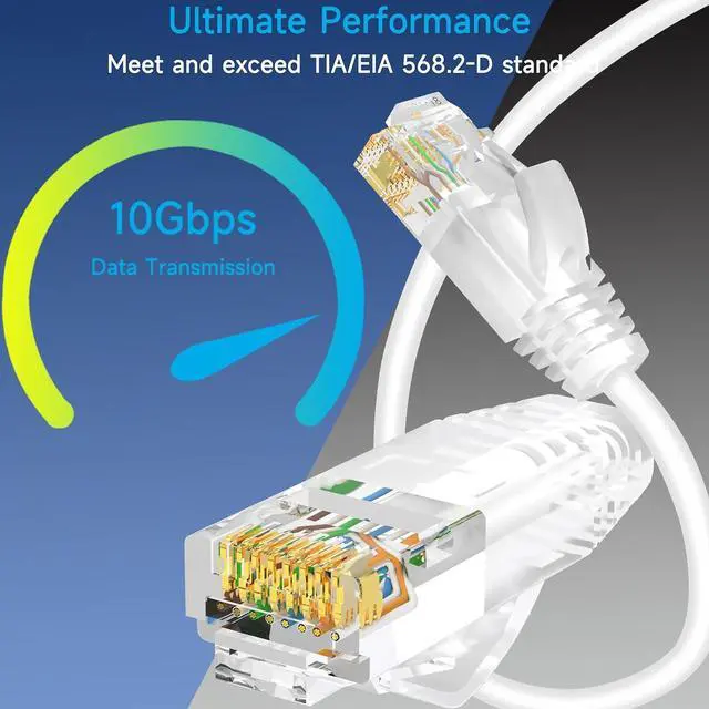Alt view image 2 of 7 - Cat6a Slim Ethernet Patch Cable 1.5 ft (24 Pack), Cat6a Patch Cable for Data Centers, Cat 6 Patch Cable 10G, Network Patch Cables for Home and Enterprise Network -White