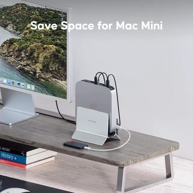Alt view image 7 of 7 - Vertical MacBook Docking Station, Docking Station for Mac Mini with M.2 NVMe case for MacBook Pro/Air, 4K@60Hz HDMI, 2USB C 10Gbps, SD/TF, 100W PD, RJ45, 2 USB A for Windows Sliver