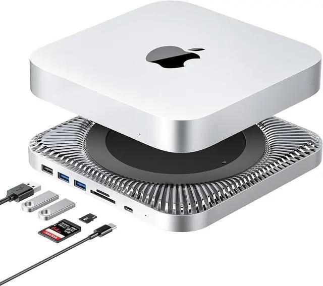 Main image of Mac Mini Hub & Type-C Stand with SSD Enclosure  Mac Mini Stand - Fits 2.5 Inch SATA SSD, USB-C Data Port, Dual USB 3.0/2.0 Port, Micro/SD Card Readers  for Mac Studio, Mac Mini M1 M2