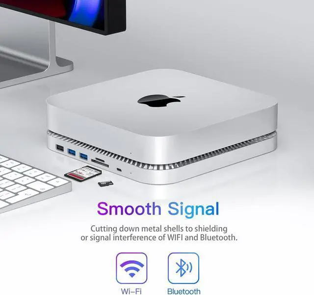 Alt view image 5 of 7 - Mac Mini Hub & Type-C Stand with SSD Enclosure  Mac Mini Stand - Fits 2.5 Inch SATA SSD, USB-C Data Port, Dual USB 3.0/2.0 Port, Micro/SD Card Readers  for Mac Studio, Mac Mini M1 M2