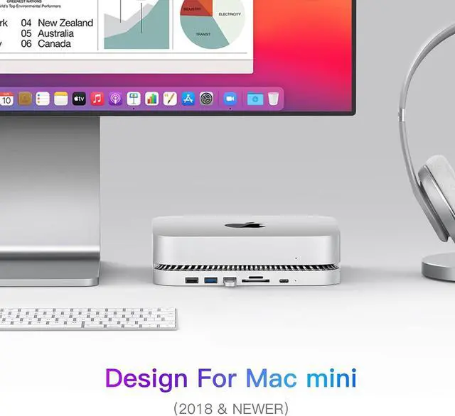 Alt view image 6 of 7 - Mac Mini Hub & Type-C Stand with SSD Enclosure  Mac Mini Stand - Fits 2.5 Inch SATA SSD, USB-C Data Port, Dual USB 3.0/2.0 Port, Micro/SD Card Readers  for Mac Studio, Mac Mini M1 M2