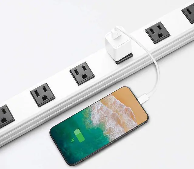 Alt view image 7 of 7 - Long Heavy Duty Power Strip, 16 Outlet Large Metal Power Strip, Garage Workshop Multi Wide Industrial Power Strip. 15FT Cord 15A, 125V, 1875W (Silver)