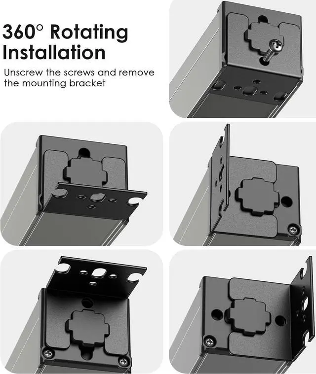 Alt view image 3 of 7 - Heavy Duty Power Strip Wall Mount, 20 Amp Surge Protector 1200J Metal 8 Outlet Under Desk Mounted 20A, Garage Power Bar Table Socket Industrial Outlets 6-20R T-Slot, 6FT 12AWG Extension Cord