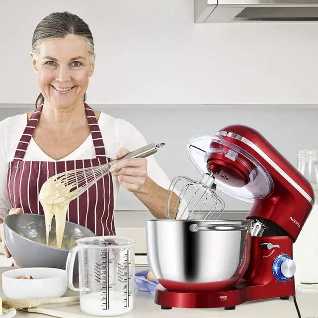 Alt view image 5 of 6 - Stand Mixer,6.5-QT 660W 6-Speed Tilt-Head Food Mixer, Kitchen Electric Mixer with Dough Hook, Wire Whip & Beater 2 Layer Red Painting (6.5QT, Red)