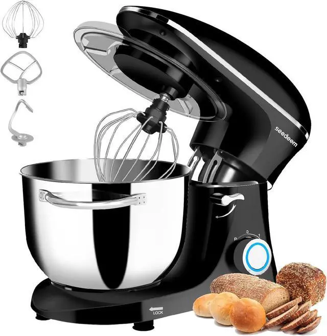 Main image of Stand Mixer, 6Qt Electric Food Mixer, 660W 6-Speeds Tilt-Head Dough Mixers with Dishwasher-Safe Dough Hook, Wire Whip & Beater for Daily Use, Black