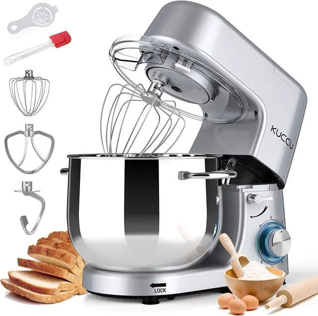 Main image of Stand Mixer, 8.5 Qt 660W, 6-Speed Tilt-Head Food Dough Mixer, Electric Kitchen Mixer with Dough Hook, Flat Beater & Wire Whisk, Mixing Bowl (8.5-QT, Black) Silver