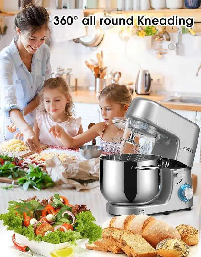 Alt view image 7 of 7 - Stand Mixer, 8.5 Qt 660W, 6-Speed Tilt-Head Food Dough Mixer, Electric Kitchen Mixer with Dough Hook, Flat Beater & Wire Whisk, Mixing Bowl (8.5-QT, Black) Silver