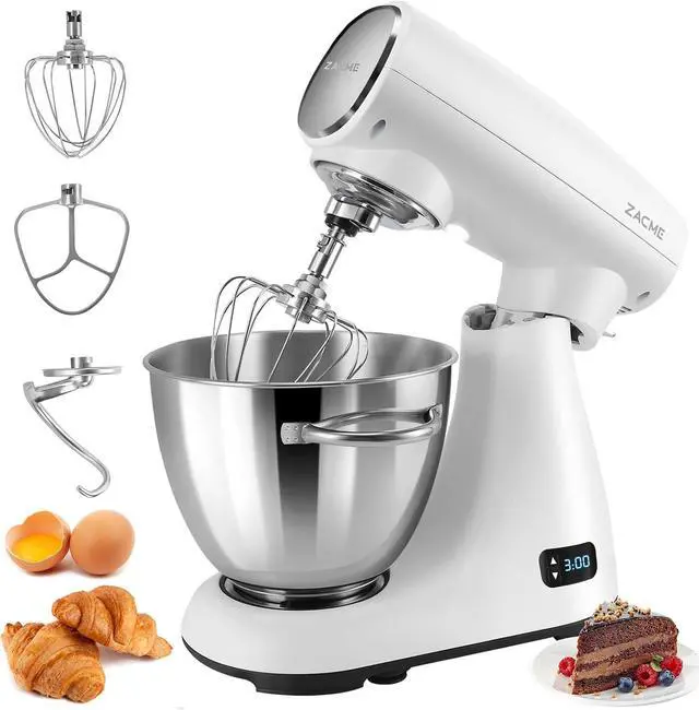 Main image of Mixers Kitchen Electric Stand Mixer, Aluminum die casting and Gears, 1 Hour Continuous Operation, Dual Cooling System, Low Noise DC Motor, LED Display and Timing Function, 600W 5.5QT, Food Grade