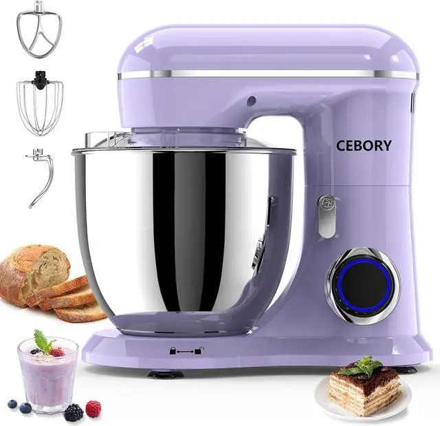 Main image of 3-IN-1 Electric Stand Mixer, 6.5QT Bowl 660W 10-Speed Kitchen Mixer, Household Food Mixers include Dough Hook, Beater and Whisk, Bread Cake Mixer for Baking and Most Home Cooks, Purple