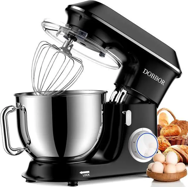 Main image of Electric Stand mixer, 9.5QT 660W 7 Speeds Tilt-Head Dough Mixers, Bread Mixer with Dough Hook, Whisk, Beater, Splash Guard for Baking Bread, Cake, Cookie, Pizza, Muffin, Salad and More - Black