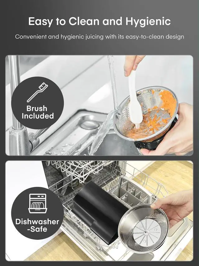 Alt view image 6 of 7 - Juicer Machines,  3" Wide Mouth Juicer Extractor, for Vegetable and Fruit with 3-Speed Setting, 400W Motor, Easy to Clean, Black