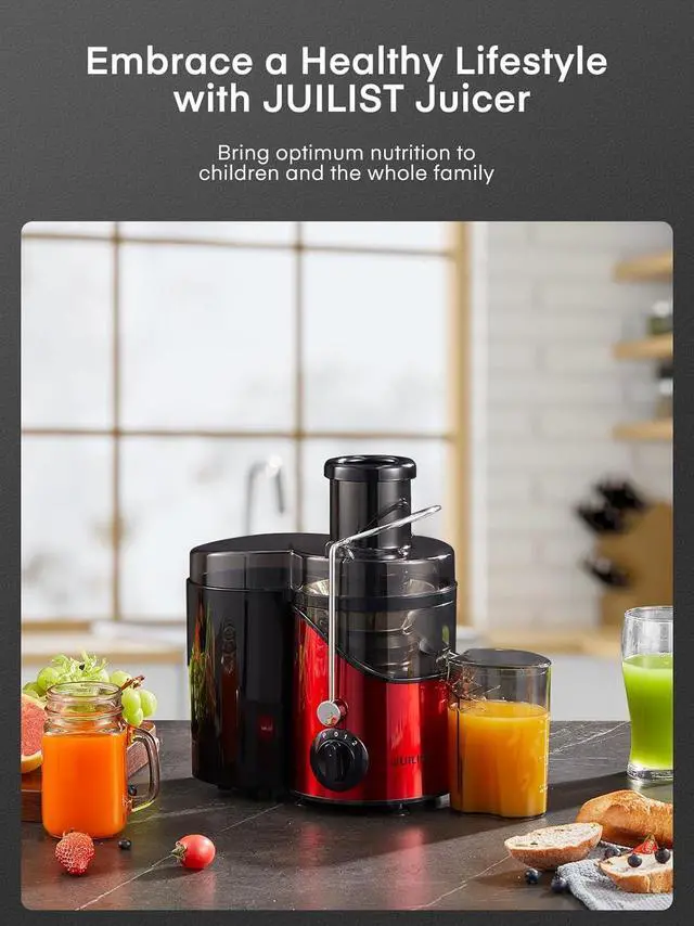 Alt view image 7 of 7 - Juicer Machines,  3" Wide Mouth Juicer Extractor Max Power 800W, for Vegetable and Fruit with 3-Speed Setting, 400W Motor, Easy to Clean, Bright Red