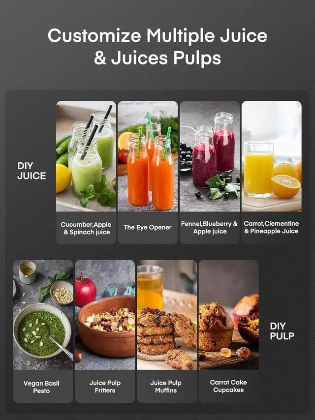 Alt view image 5 of 7 - Juicer Machines,  3" Wide Mouth Juicer Extractor Max Power 800W, for Vegetable and Fruit with 3-Speed Setting, 400W Motor, Easy to Clean, Bright Red