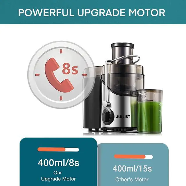 Alt view image 5 of 7 - Juicer Machines,  3" Wide Mouth Juicer Extractor Max Power 800W, for Vegetable and Fruit with 3-Speed Setting, 400W Motor, Easy to Clean