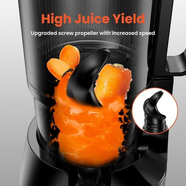 Alt view image 3 of 7 - Cold Press Juicer, Slow Masticating Machines with 4.3" Extra Large Feed Chute Fit Whole Fruits Vegetables Easy Clean Self Feeding Effortless for Batch Juicing, High Juice Yield, BPA Free 200W