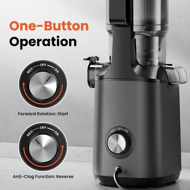 Alt view image 4 of 7 - Cold Press Juicer, Slow Masticating Machines with 4.3" Extra Large Feed Chute Fit Whole Fruits Vegetables Easy Clean Self Feeding Effortless for Batch Juicing, High Juice Yield, BPA Free 200W