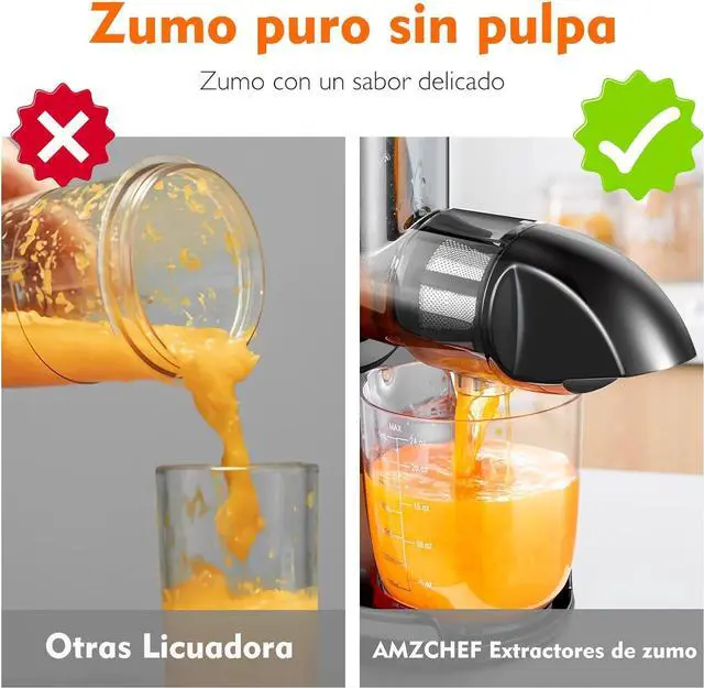 Alt view image 5 of 7 - Slow Juicer, Masticating Juicer Machines with Reverse Function, Cold Press Juicer with Brush, Recipes for High Nutrient Fruits and Vegetables, Green(Updated)