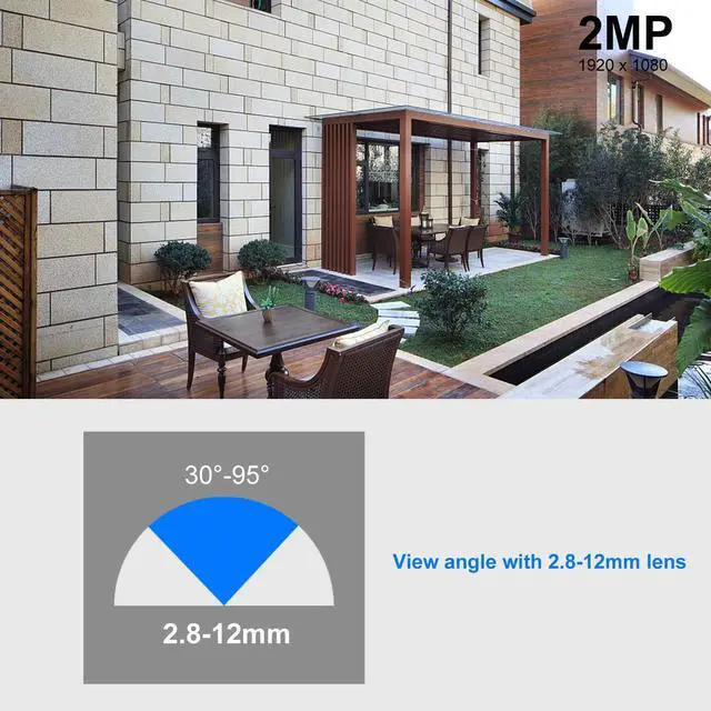 Alt view image 6 of 6 - Analog CCTV Camera HD 1080P 4-in-1 (TVI/AHD/CVI/CVBS) Security Dome Camera Outdoor, 2.8mm-12mm Manual Focus/Zoom Varifocal Lens, Weatherproof Metal Housing 36 IR-LEDs Day & Night Monitoring (Gray)